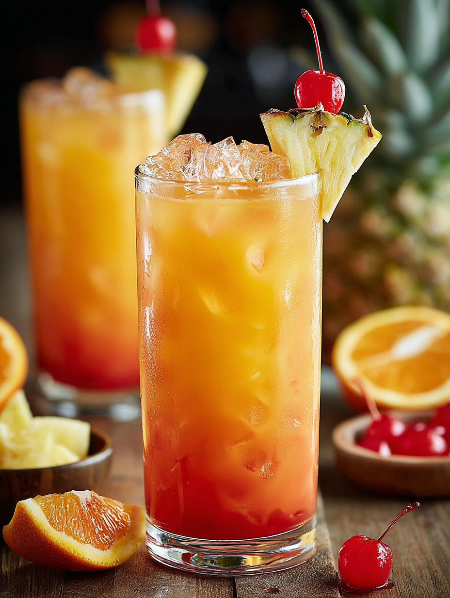 A glass of Virgin Island Breeze Cocktail.