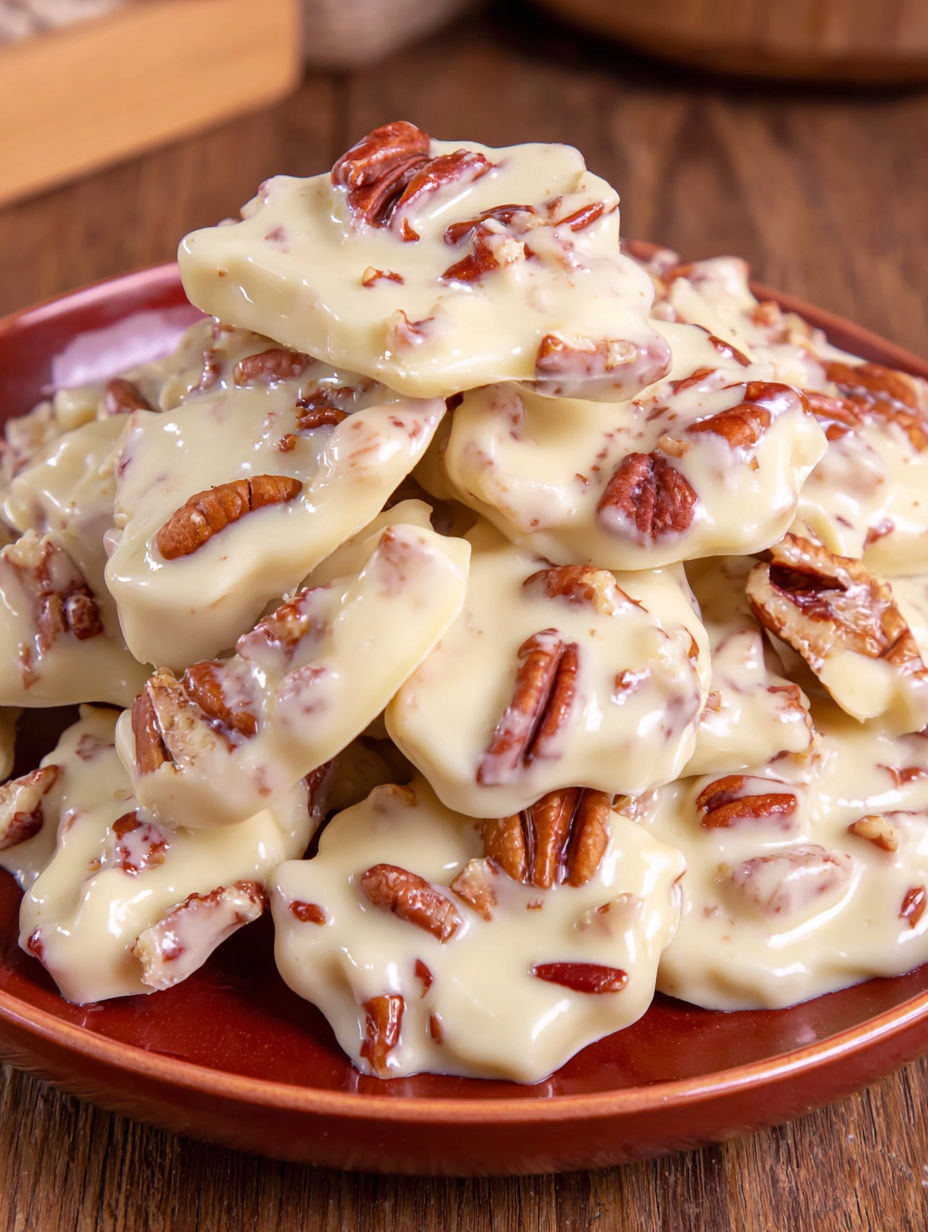 A stack of pecan pies on a plate.