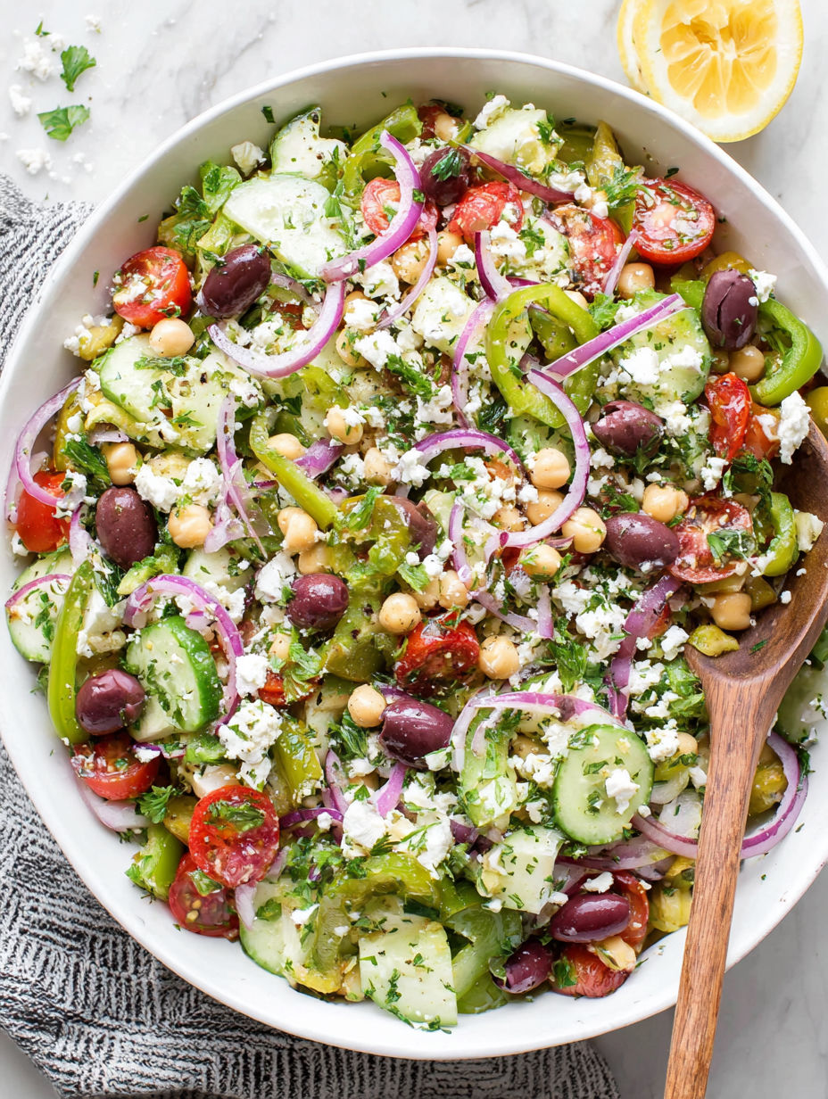 A white bowl filled with a salad of vegetables.