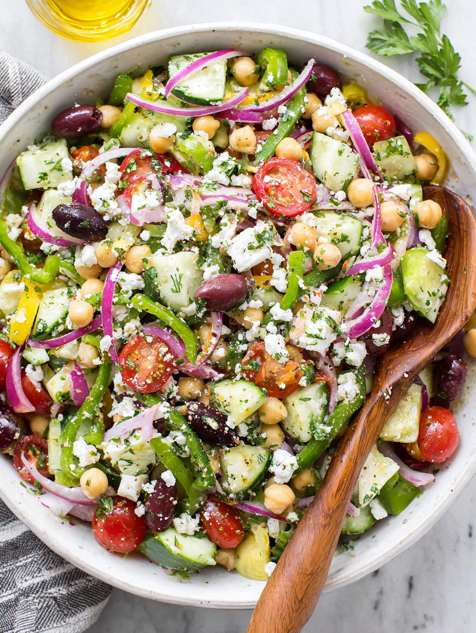 A bowl of vegetables with a wooden spoon in it.