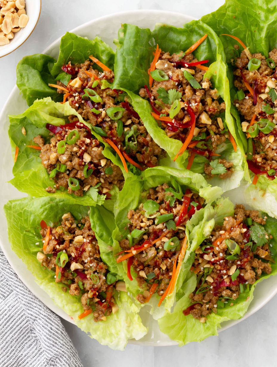 A plate of chicken lettuce wraps.