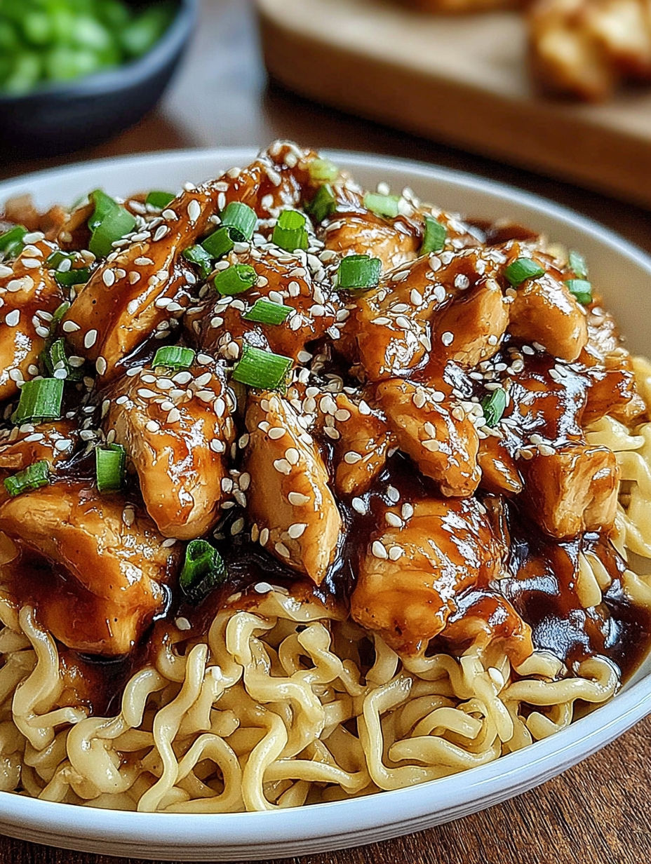 A bowl of chicken teriyaki noodles.
