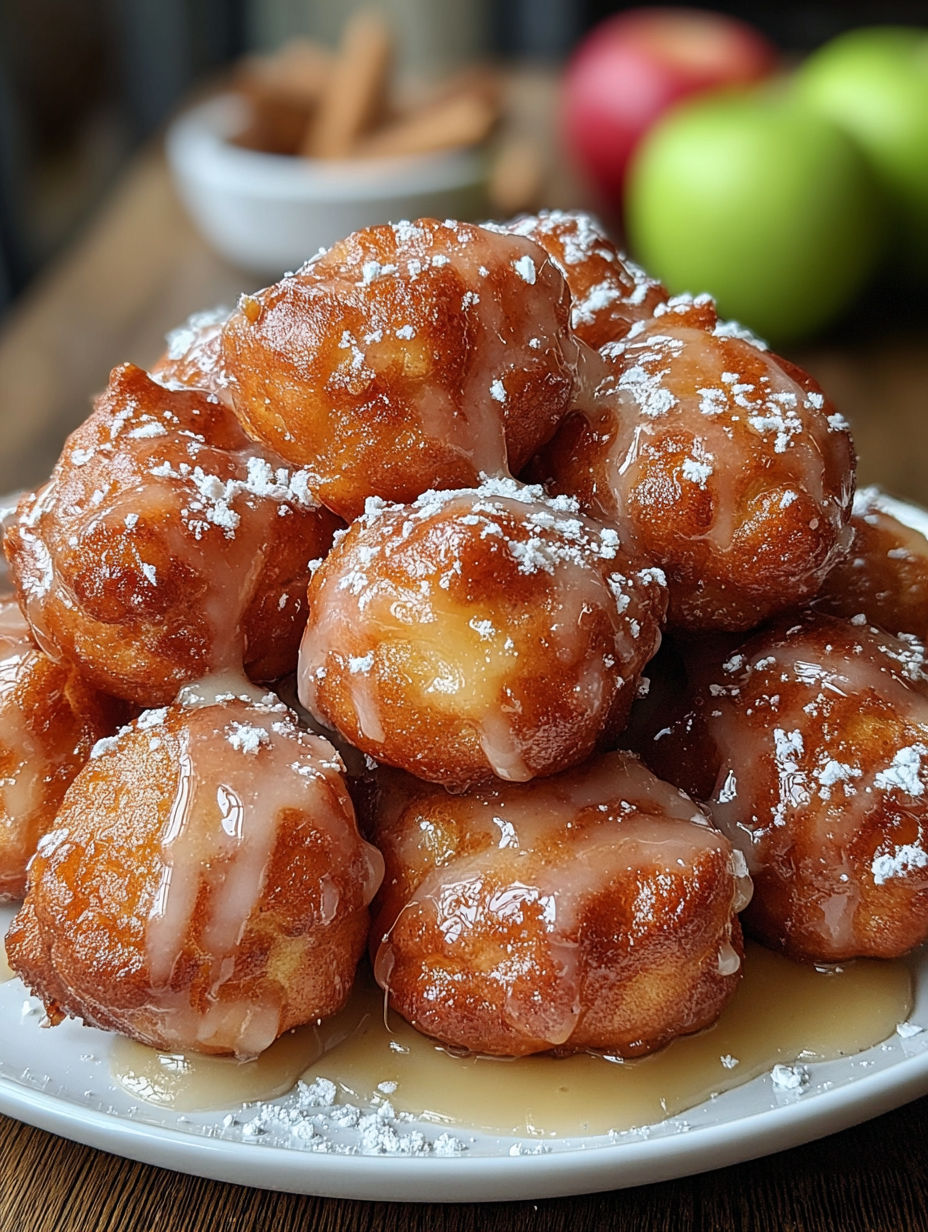 A stack of donuts with sugar on top.