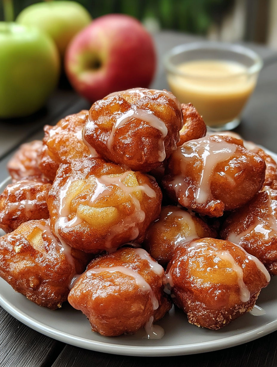 A plate of doughnuts with glaze.