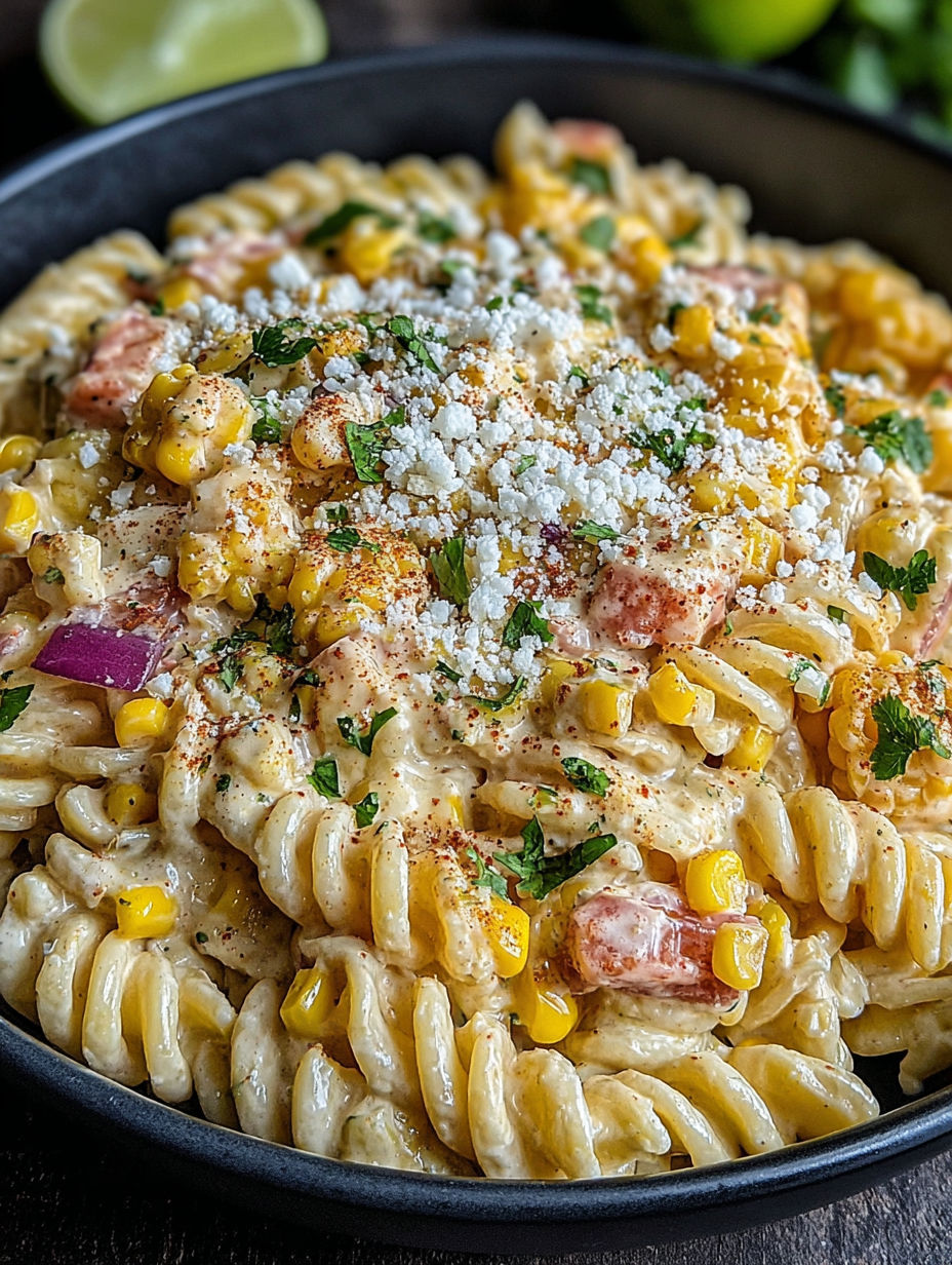 A delicious Mexican Street Corn Pasta Salad.