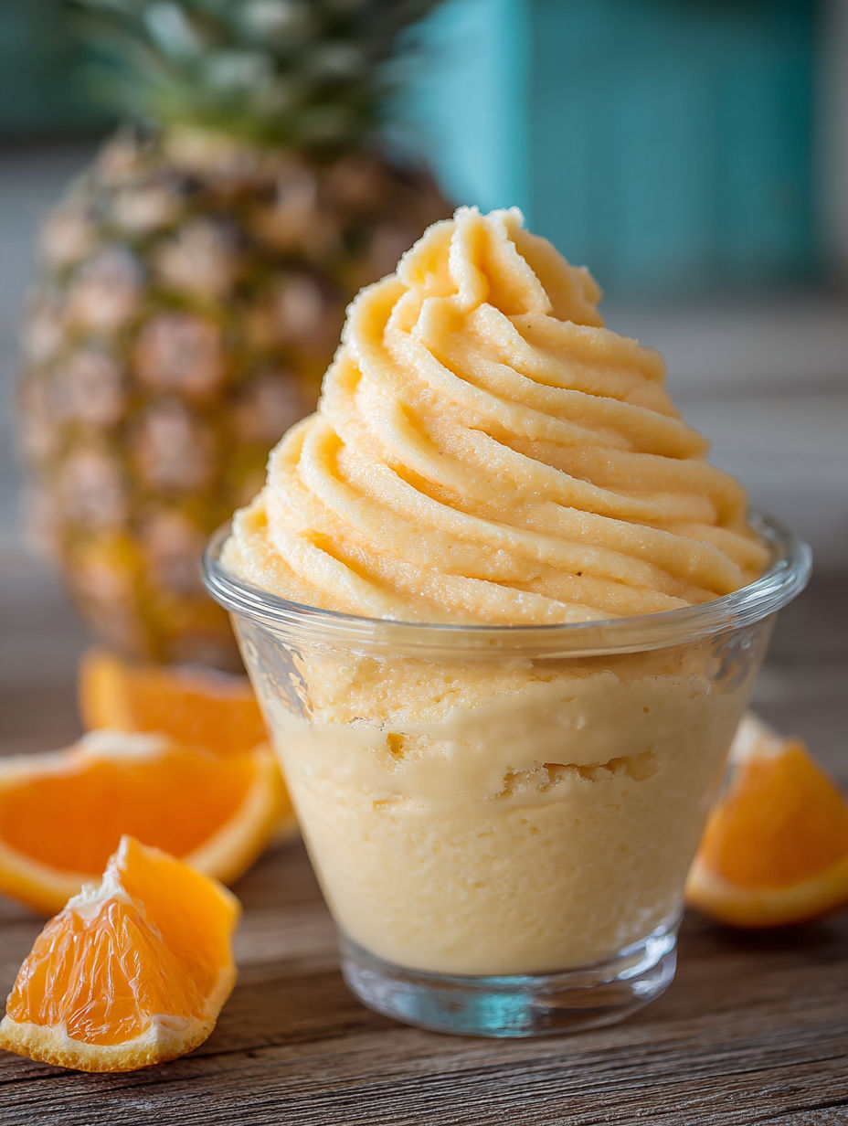 A glass of orange Dole Whip.