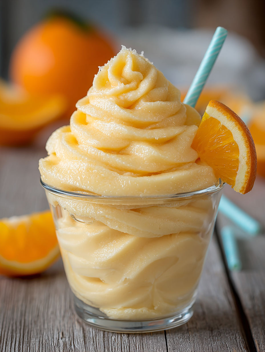 A glass of orange Dole Whip.