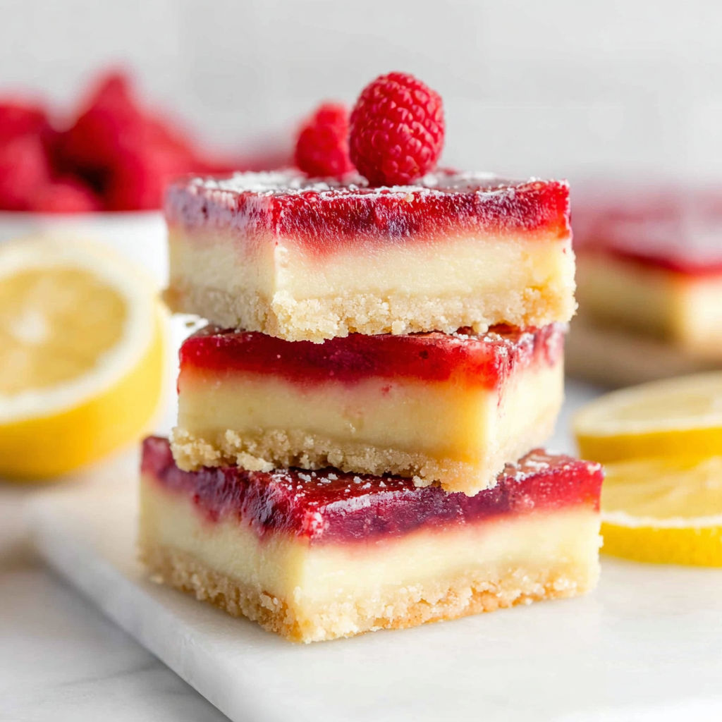 Three pieces of lemon raspberry bars.
