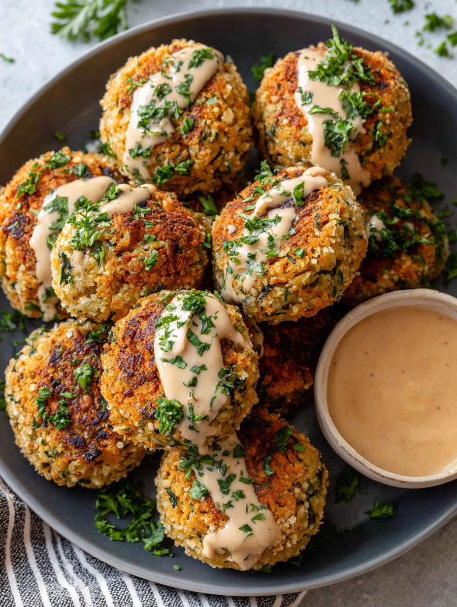 A plate of food with a sauce on it.