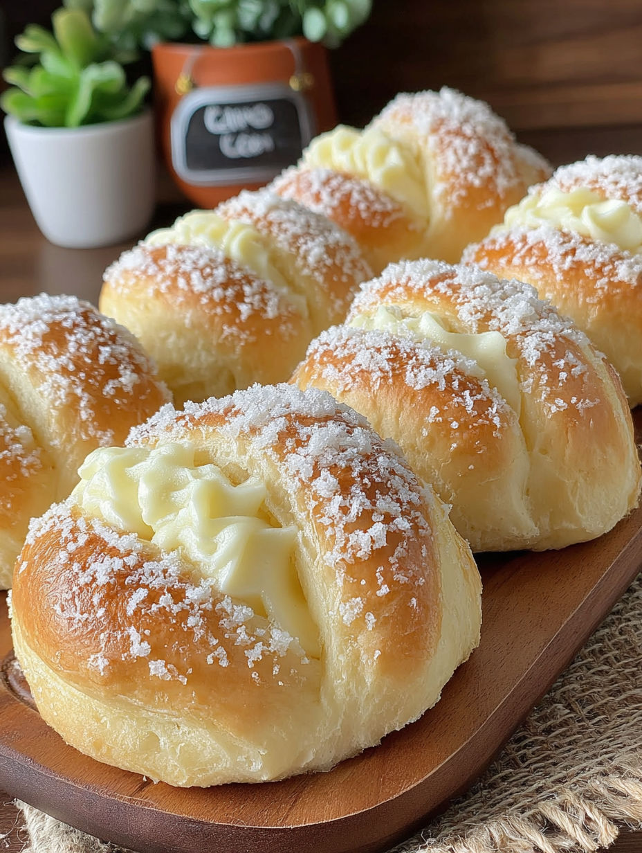 A plate of bread with powdered sugar on top.