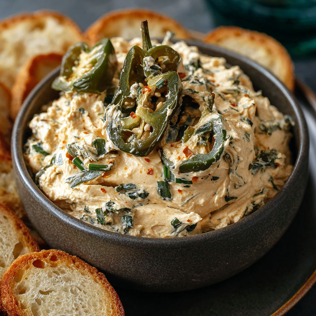 A bowl of roasted jalapeño cowboy cream cheese.