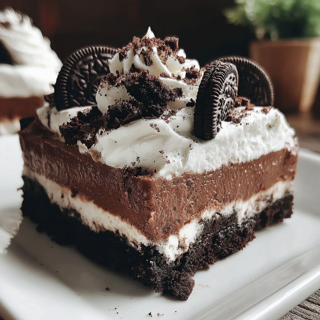 A slice of Oreo Delight cake.