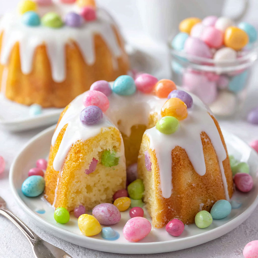 A cake with a hidden surprise inside.