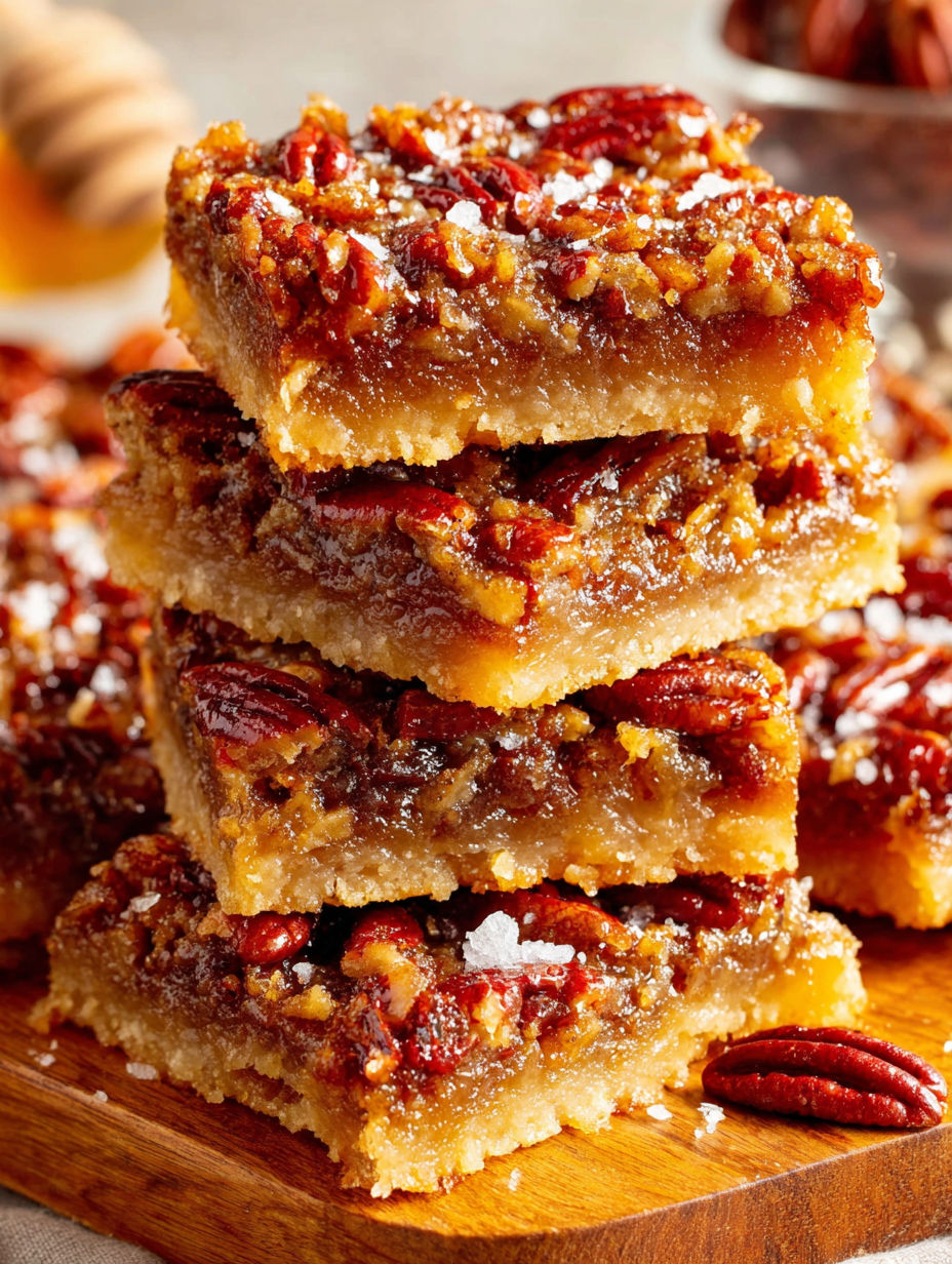 Three layers of pecan pie bars.