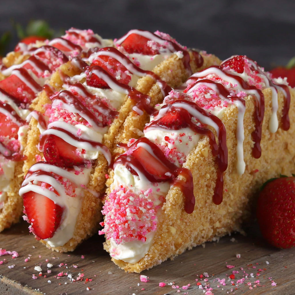 A dessert with strawberries and whipped cream.