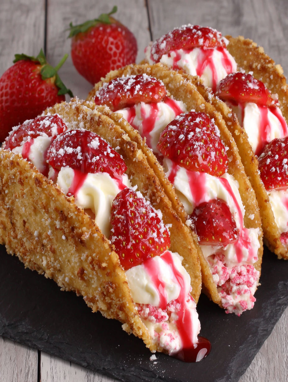 A dessert made with strawberries and cream.