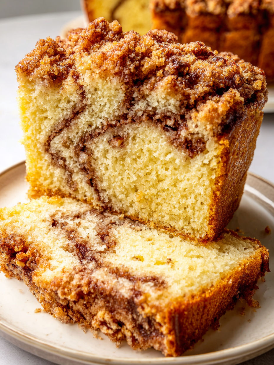 A slice of cake with a swirl of chocolate and vanilla.