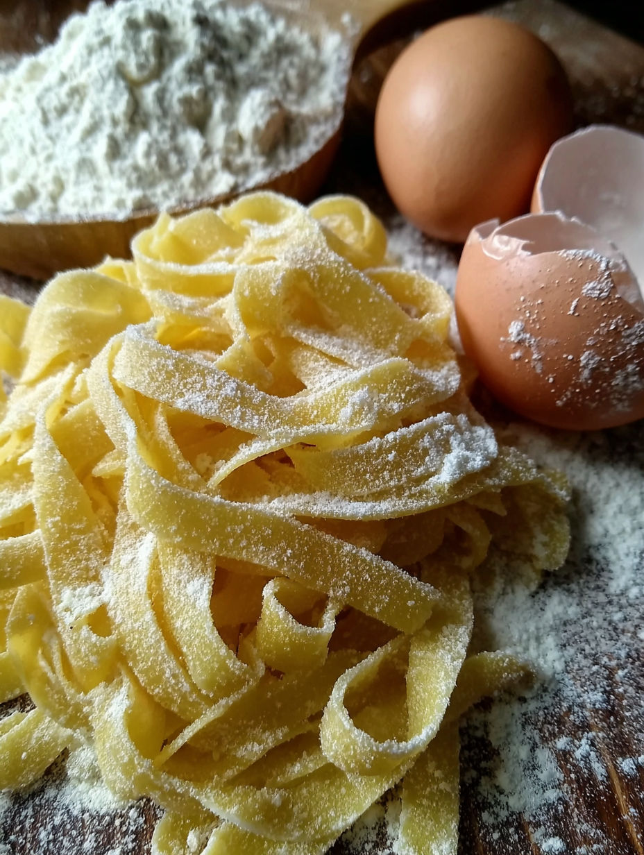 A bowl of homemade egg noodles.