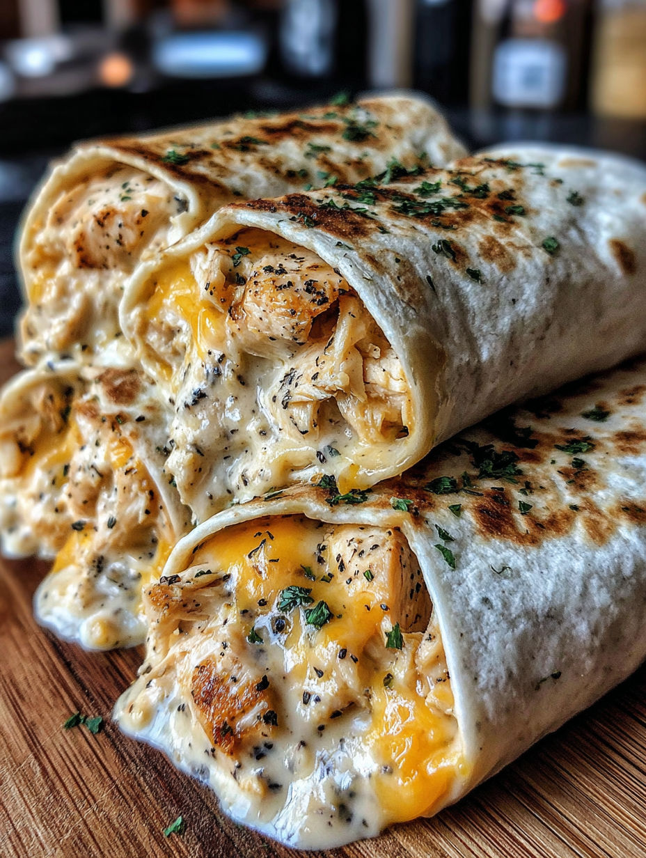 A chicken burrito with cheese and spices.