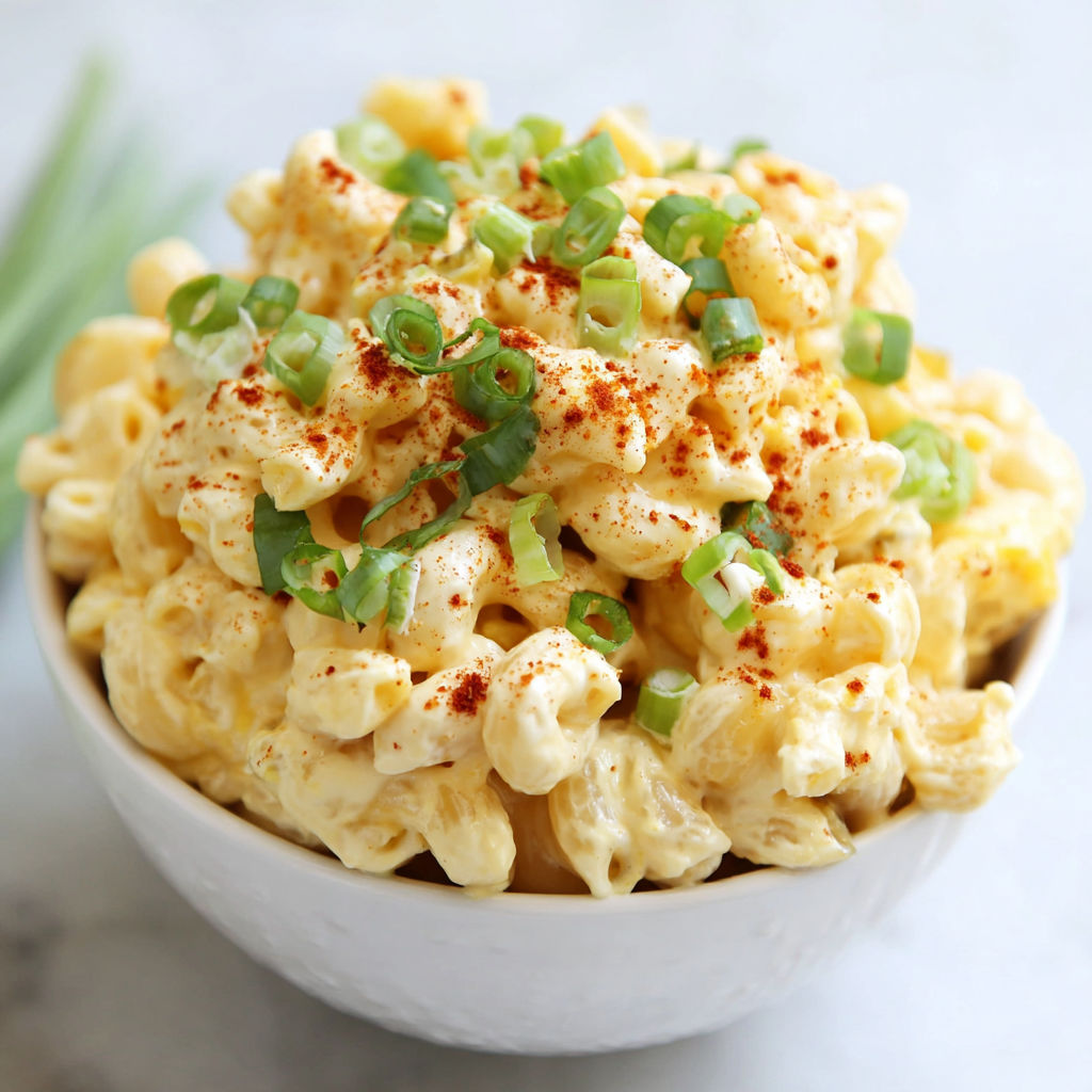 A bowl of pasta with green onions and red peppers.