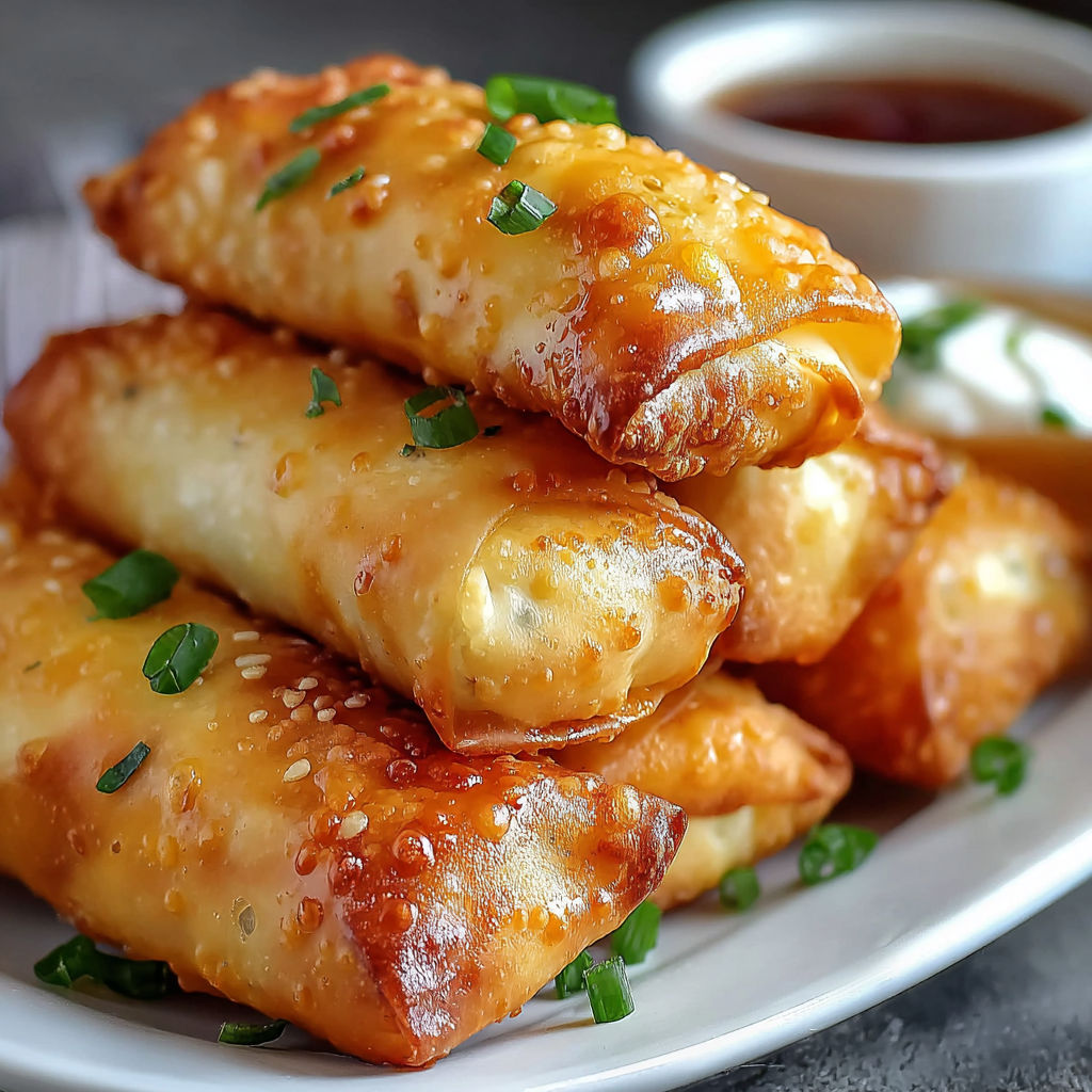 A plate of cream cheese rangoon rolls.