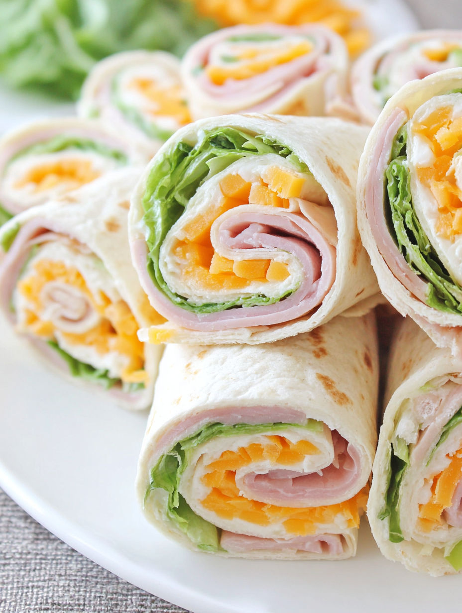 A plate of sandwiches with lettuce and cheese.