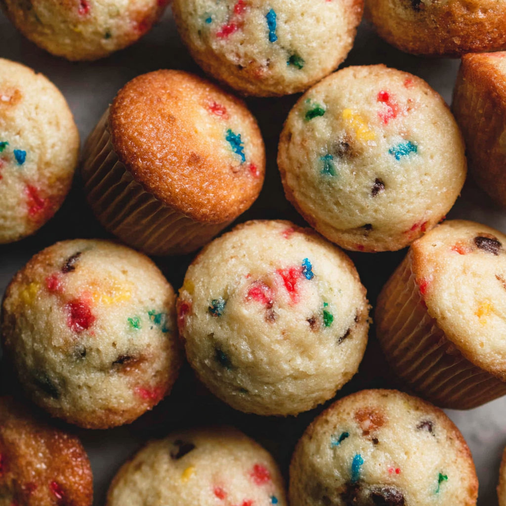 A pile of colorful muffins.