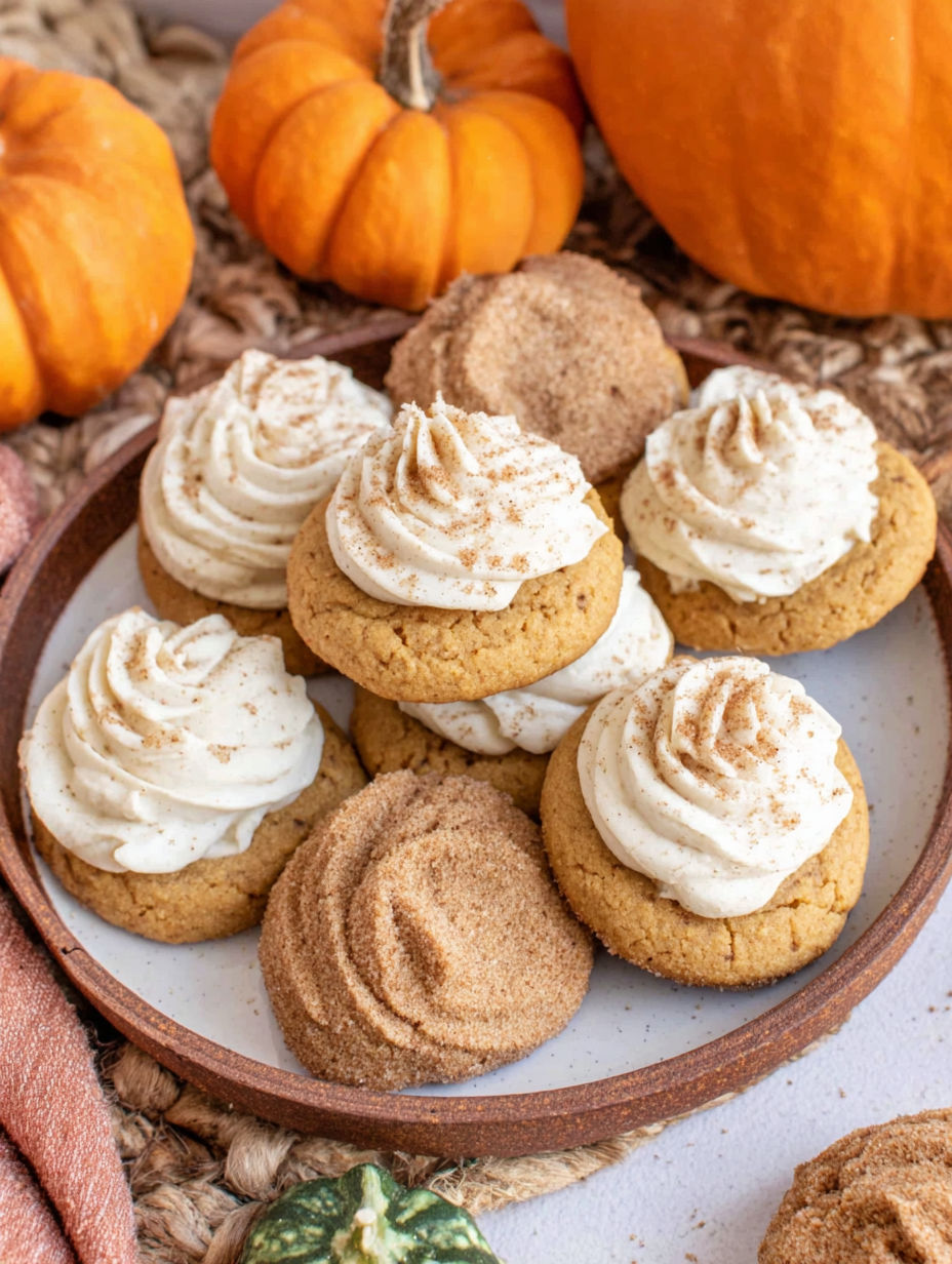 A plate of cookies with white frosting and brown sugar.