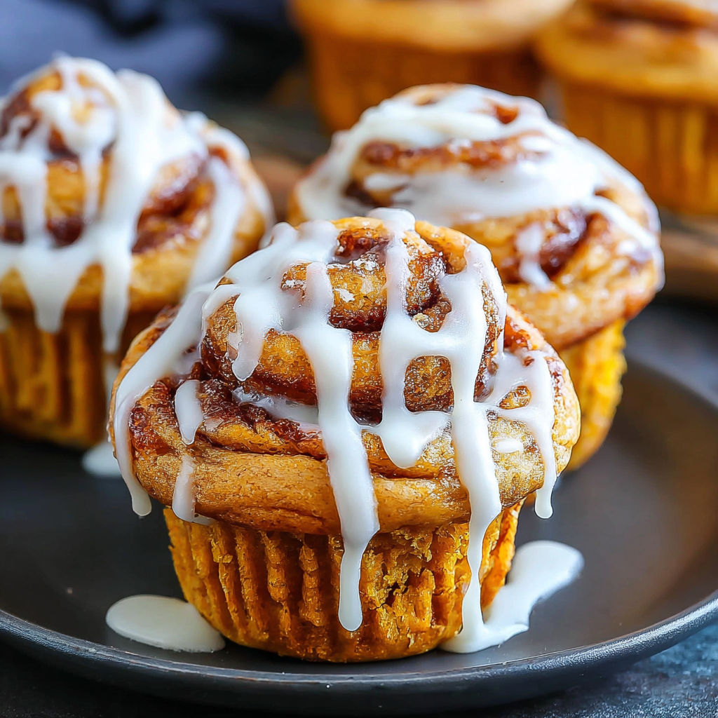 Three muffins with frosting and cinnamon rolls.