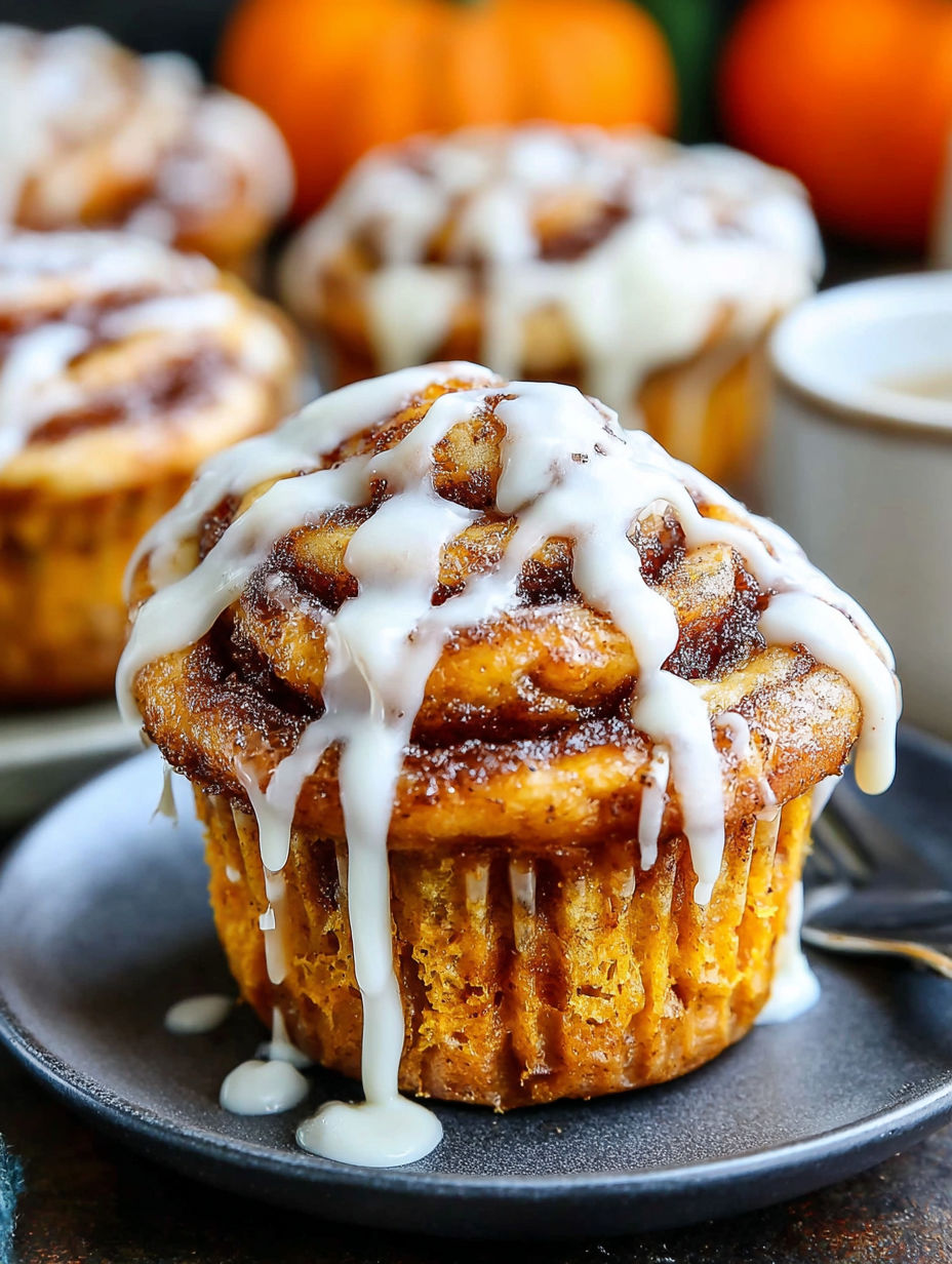 A muffin with a white frosting and a pumpkin flavor.