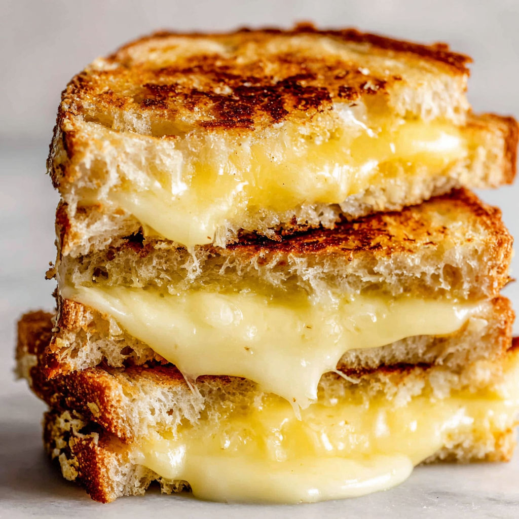 A stack of grilled cheese sandwiches.