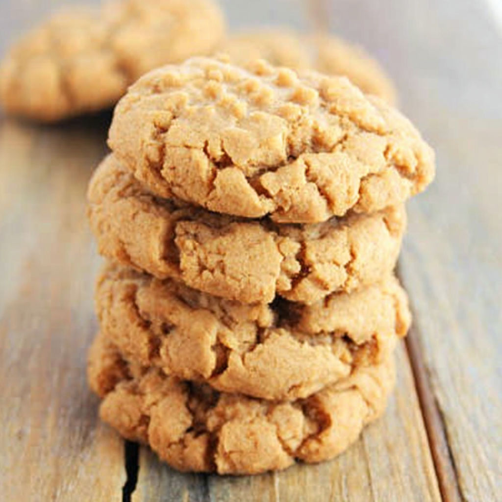 A stack of gluten free peanut butter cookies.