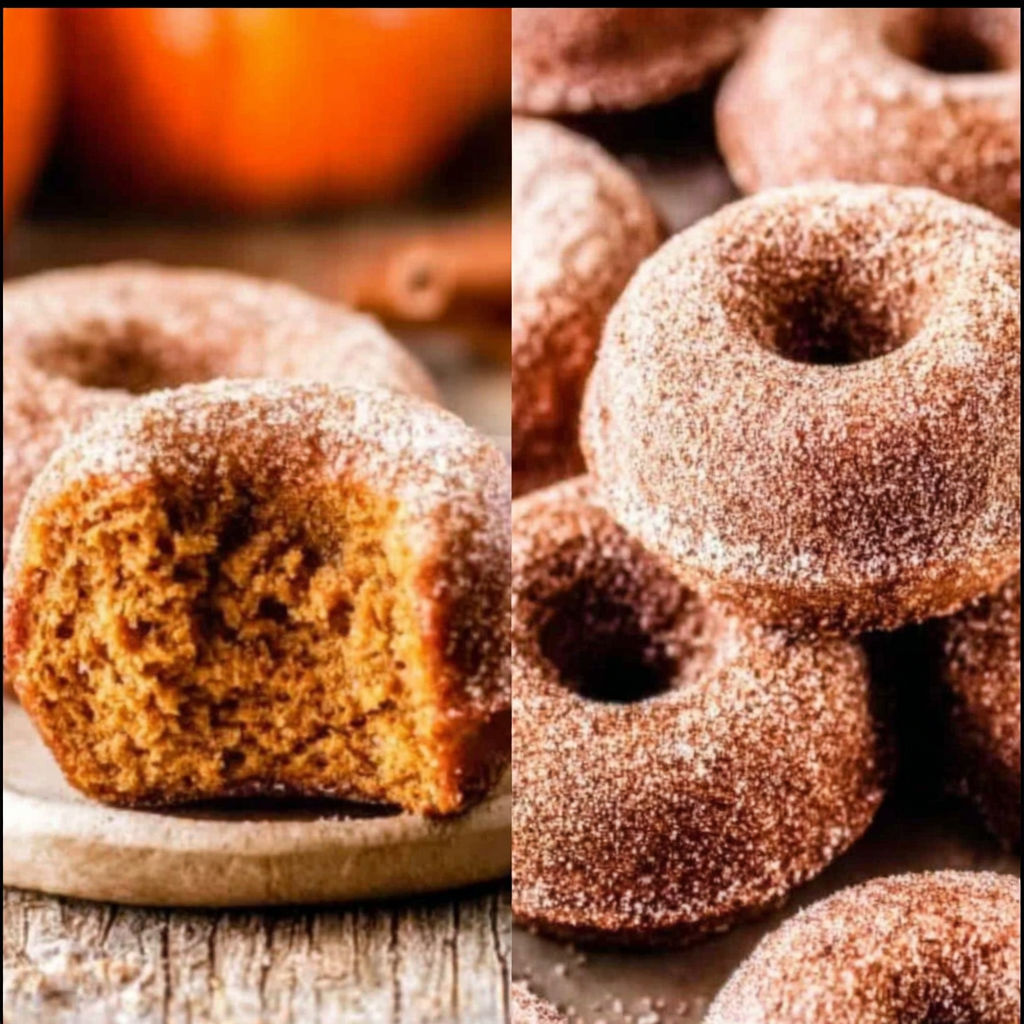 A close up of a pumpkin spice donut.