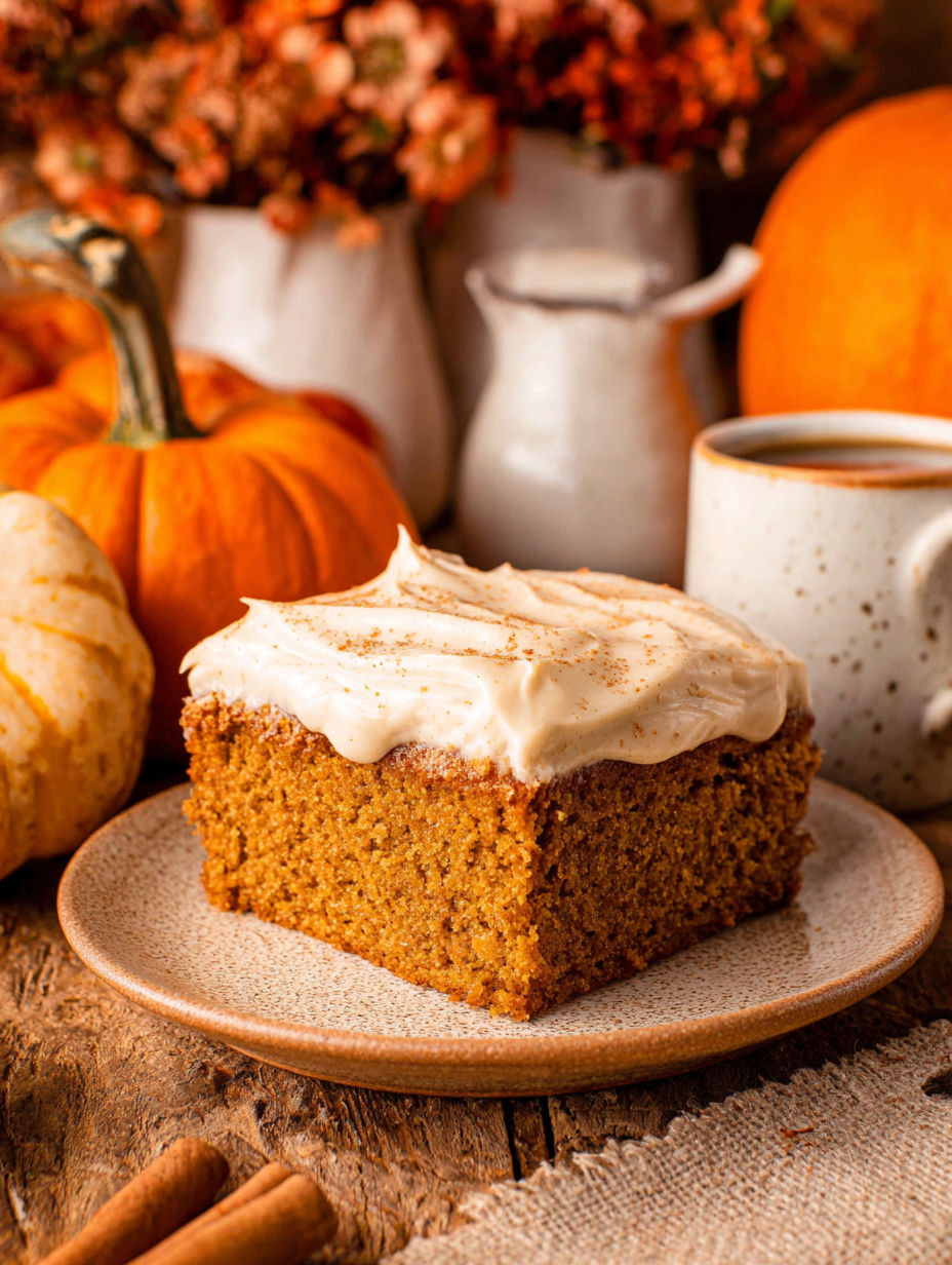 A slice of pumpkin spice latte cake.