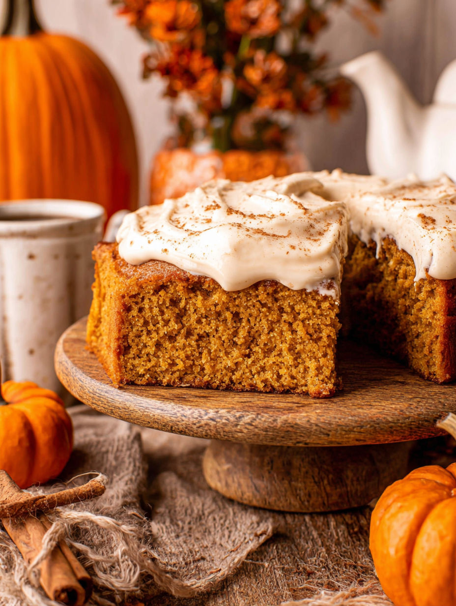 A slice of pumpkin spice latte cake.