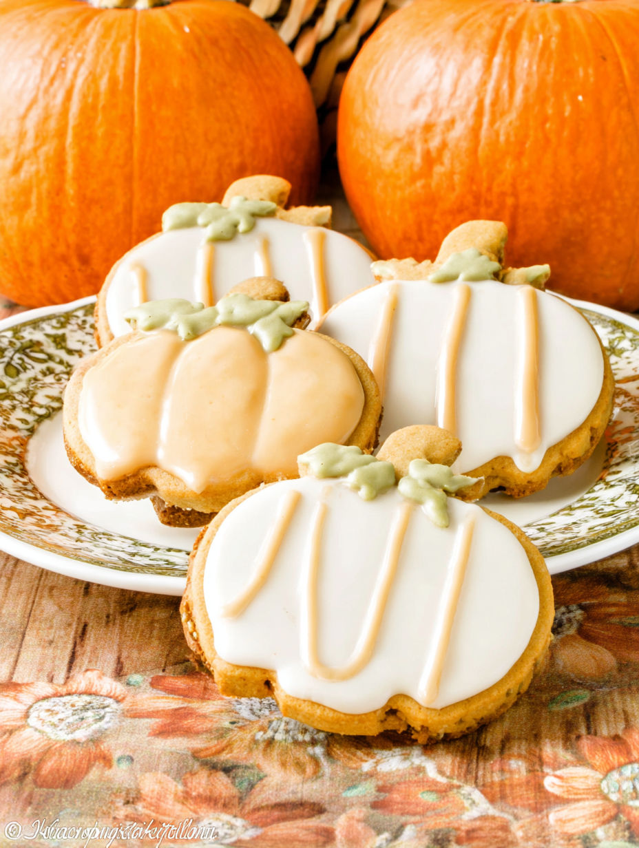 A plate of cookies with pumpkin and cinnamon flavors.