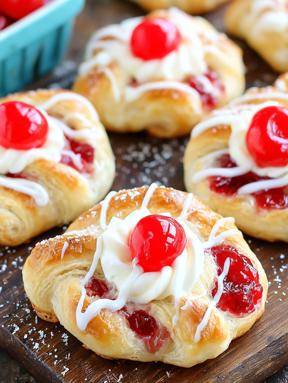 A pastry with a cherry on top.