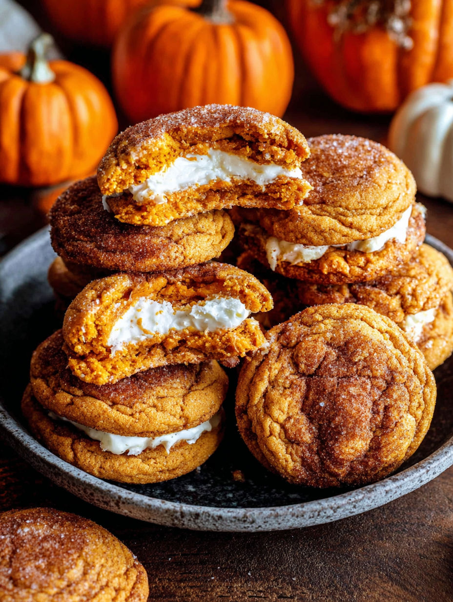 A plate of cookies with white frosting and orange filling.