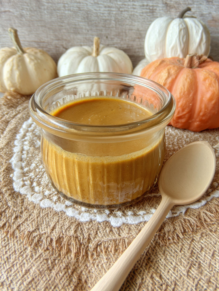 A glass jar of pumpkin pie sauce.