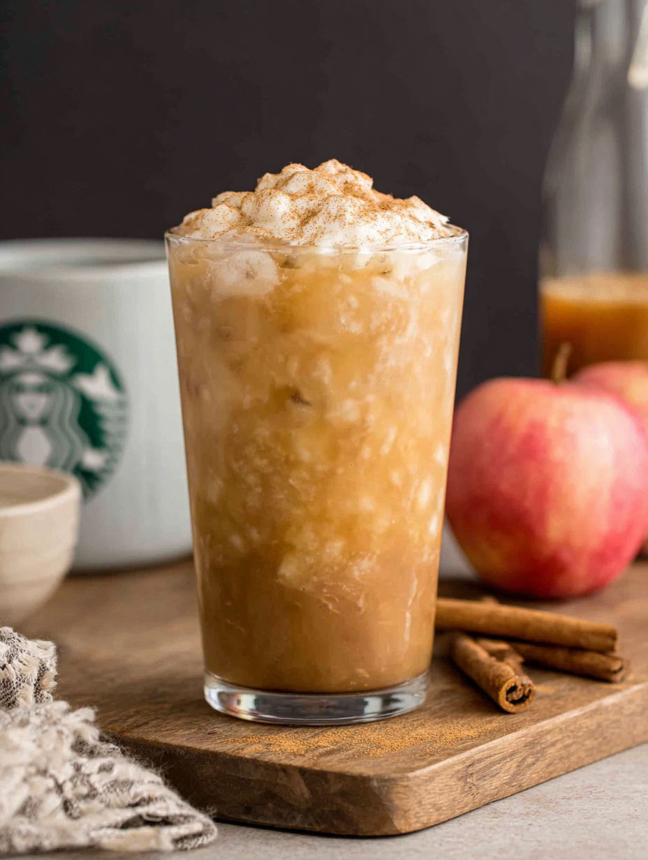 A glass of Starbucks Iced Apple Crisp Oatmilk Shaken Espresso.