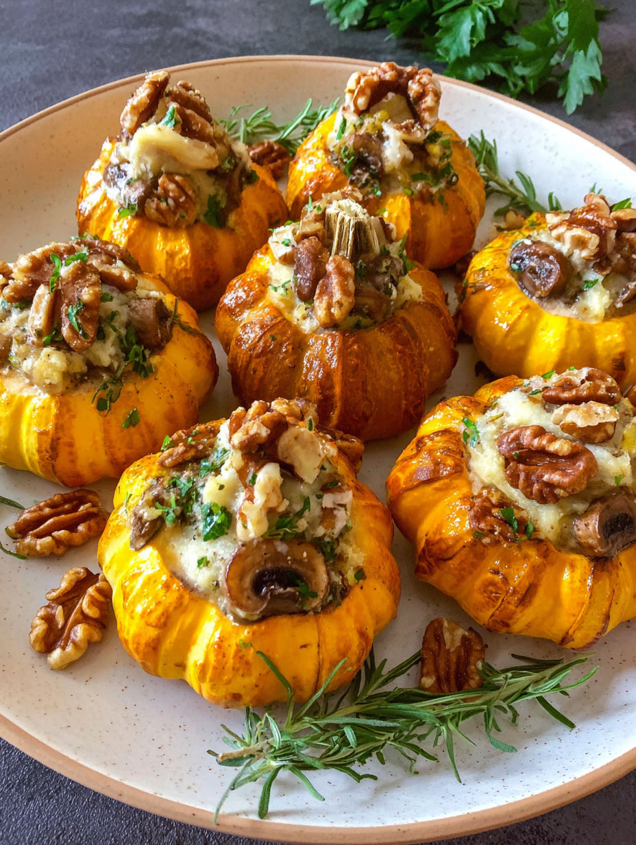 A plate of stuffed mini pumpkins.