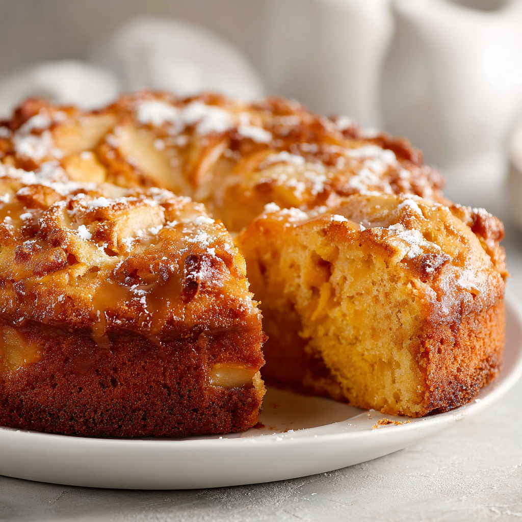 A slice of sweet potato apple cake on a plate.