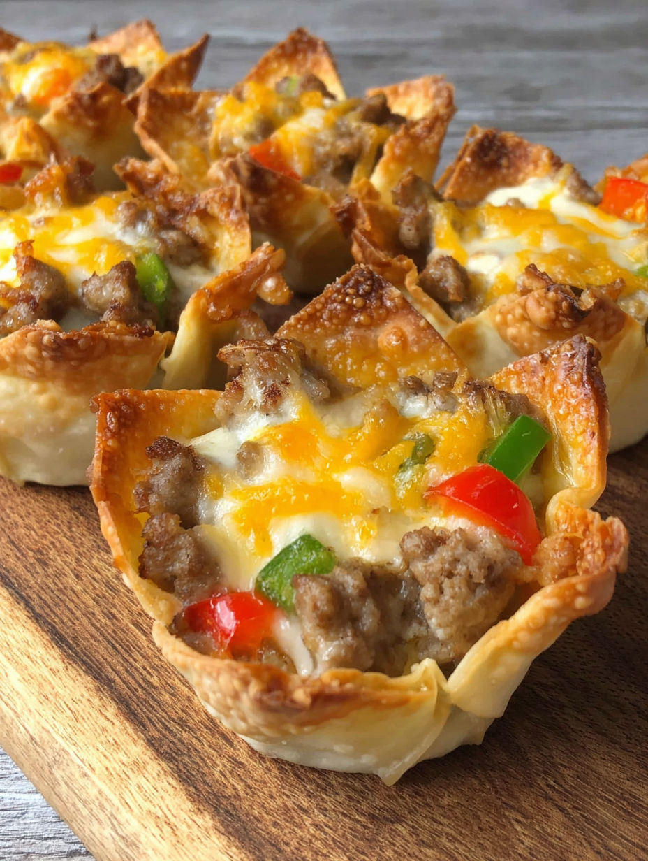 A close up of a pastry with meat and cheese.