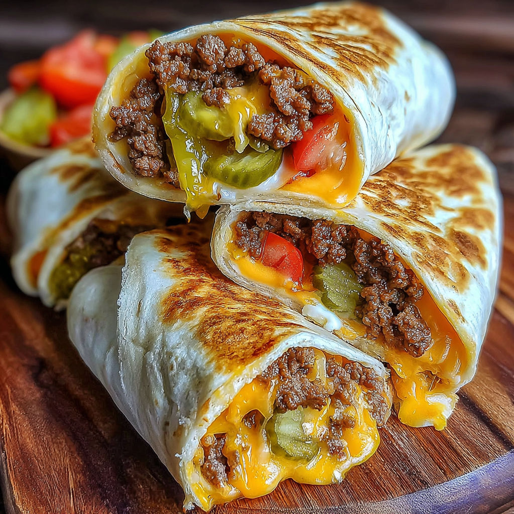 Air Fryer Cheeseburger Wraps.