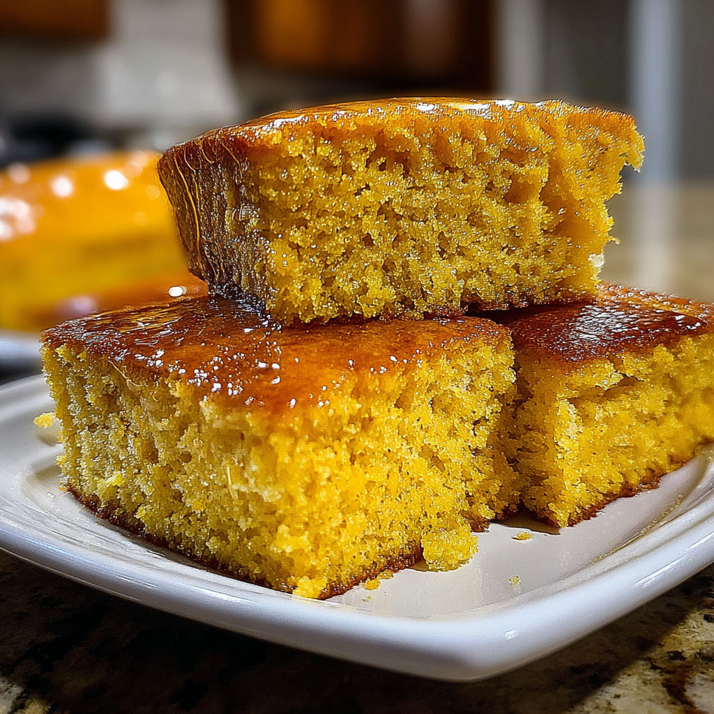 A plate of honey pumpkin cornbread.