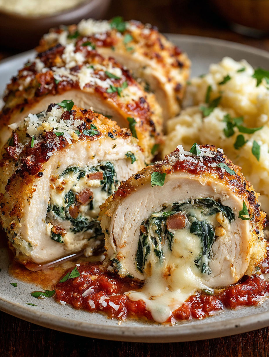 Chicken Spinach Cheese Rollatini.