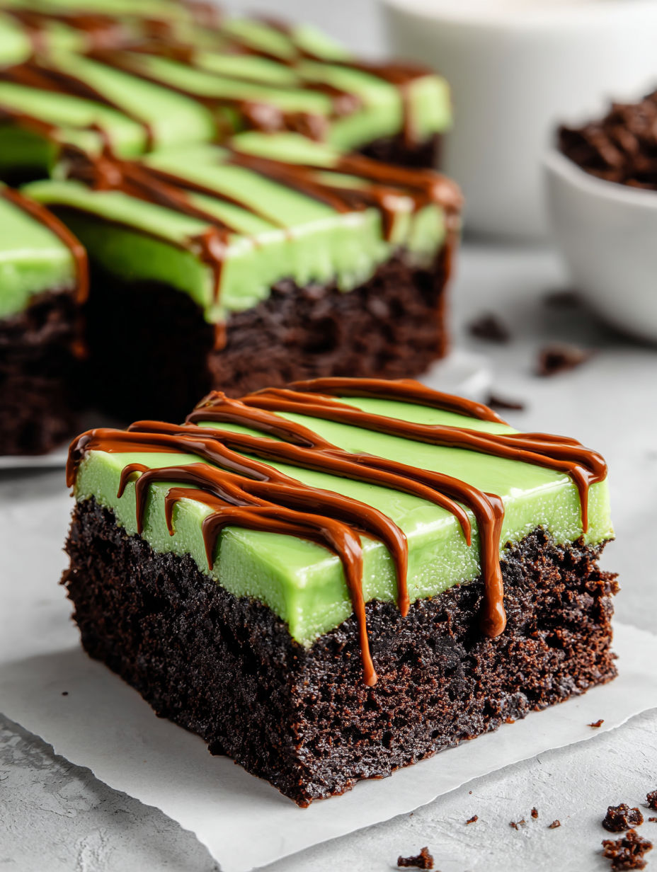 A close up of a green monster brownie.