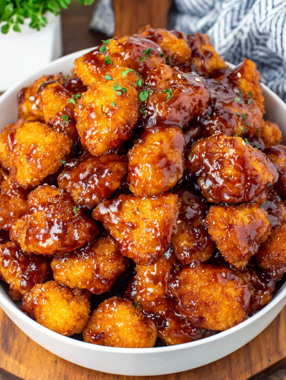 A bowl of food with the words "The 3-Ingredient Orange Chicken Recipe Going Viral" written on it.