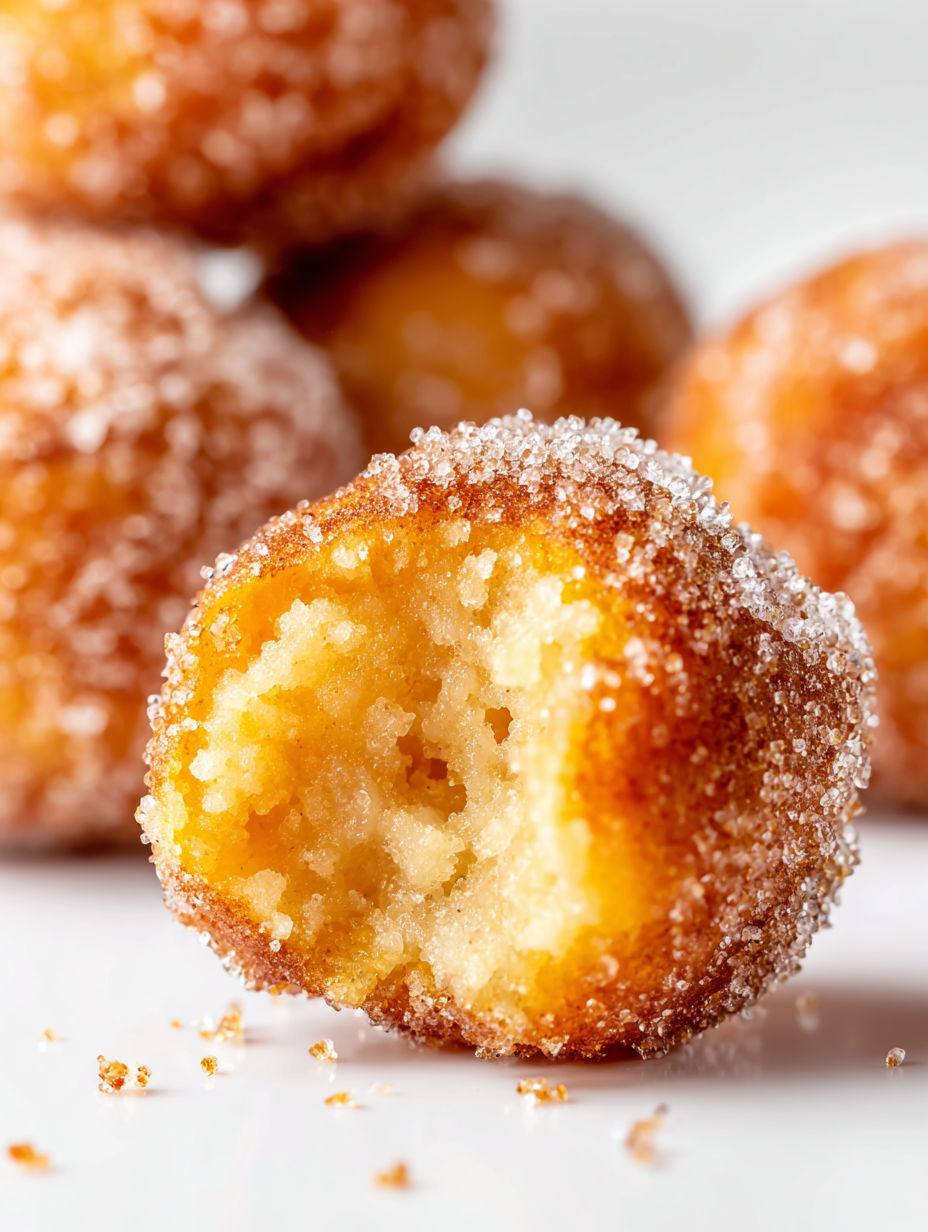 A close up of a pumpkin donut hole.