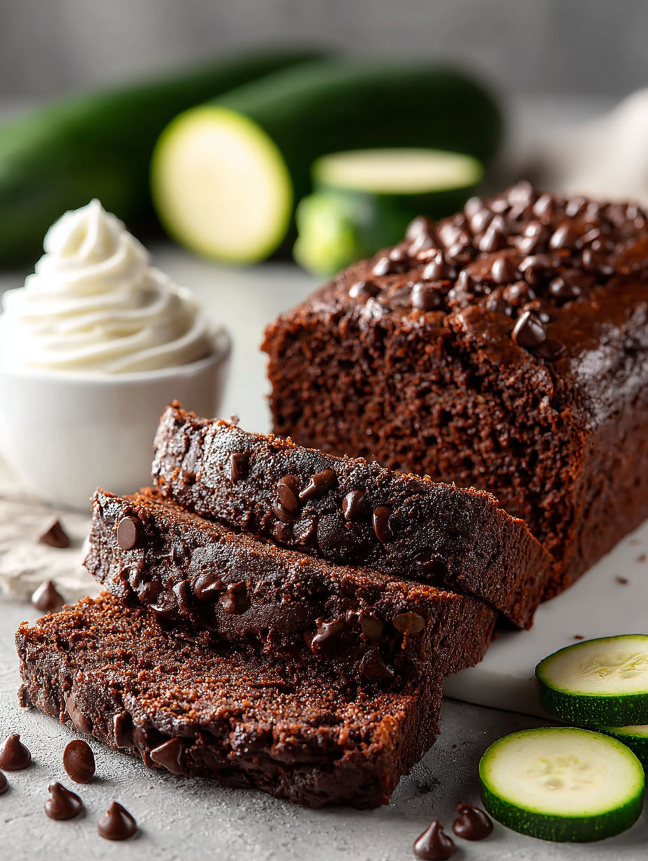 A slice of chocolate zucchini bread.